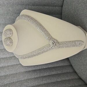 Timeless Snake Statement Necklace & Earrings Set In Silver Crystal, NWT